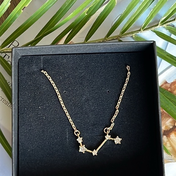Farrah B. Aries Constellation Pendant crystal on goldtone chain necklace - Picture 3 of 9